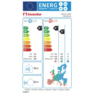 Inventor NECUVI-12WF/NECUVO-12 Neo Eco Κλιματιστικό Inverter 12000 BTU A+++/A++ με Ιονιστή και WiFi Inventor NECUVI-12WF/NECUVO-12 Neo Eco Κλιματιστικό Inverter 12000 BTU A+++/A++ με Ιονιστή και WiFi